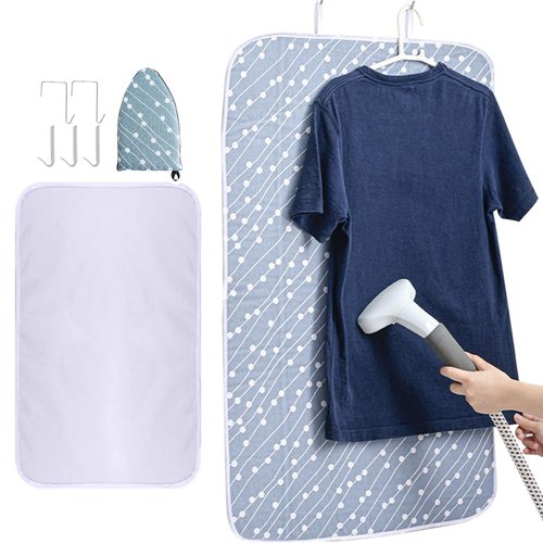 OLizee® Hanging Over Door Ironing Mat with 5 Hooks Clothes Ironing Mat Ironing Press Pad Garment Steamer Ironing Glove Ironing Scorch Mesh for Home and Travel Use