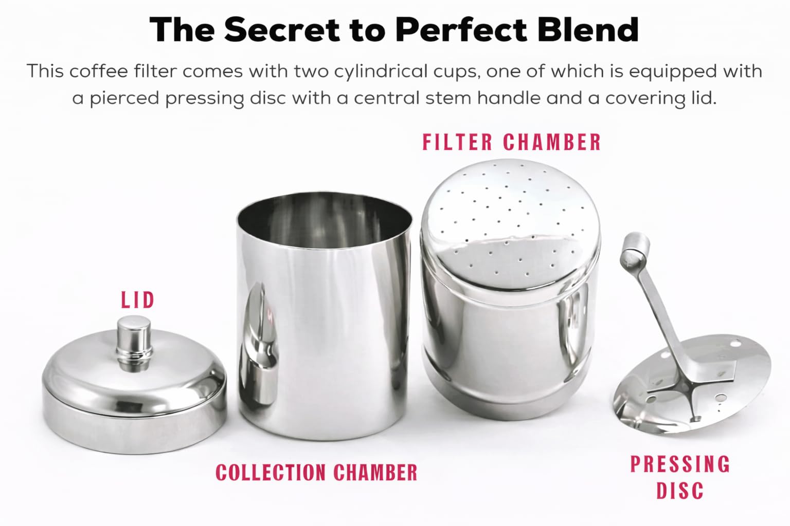 Raslok South Indian Coffee Maker | Convenient 5-6 Cup Coffee Maker | Decoction Maker Brewer Dripper,Stainless Steel Coffee Filter- 300ml
