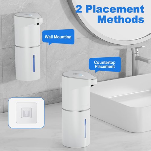 Automatic Soap Dispenser Touchless, 3-Level Adjustable 1200mAh, 12oz/350ml Wall or Countertop Mounted, Modern Electric Hand Soap Dispenser for Bathroom Kitchen, Hotel, Restaurant White