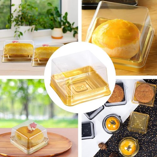 Aeojoor Clear Plastic Mini Cake Boxes, Square Cupcake Holders, Mini Dessert Packaging with Lids for Cupcakes, Macarons, Muffins Baking Gifts (25 Pack)
