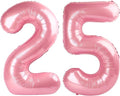 25 Balloon Numbers - 40 Inch Pastel Pink Foil Decorations for 25th Birthday & Anniversary