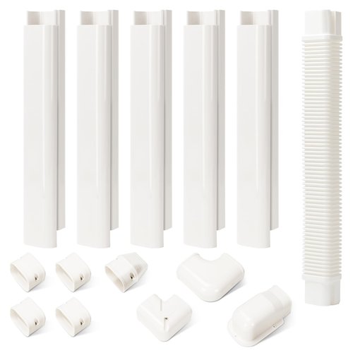 HOXHA 3" W 10Ft L Mini Split Line Set Cover Kit Air Conditioners Decorative PVC Slim Line Cover for Central AC & Heat Pumps Systems Tubing Cover