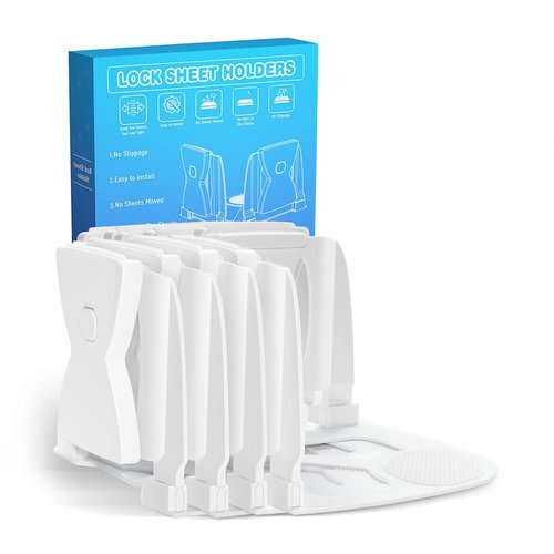 WISHBAY Fitted Sheet Holder for Corners Upgrade Bed Sheet Grippers Dual-Side Lock Design, 4Pcs Bed Sheet Holders Heavy Duty Sheet Clips Fitted All Mattress Sizes, Lock Sheet Holders Keep Firm