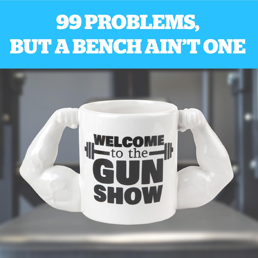 BigMouth Inc Welcome to the Gun Show Coffee Mug - Funny Coffee Mugs for Dad - Great Gag Gift and Gifts for Gym Lovers