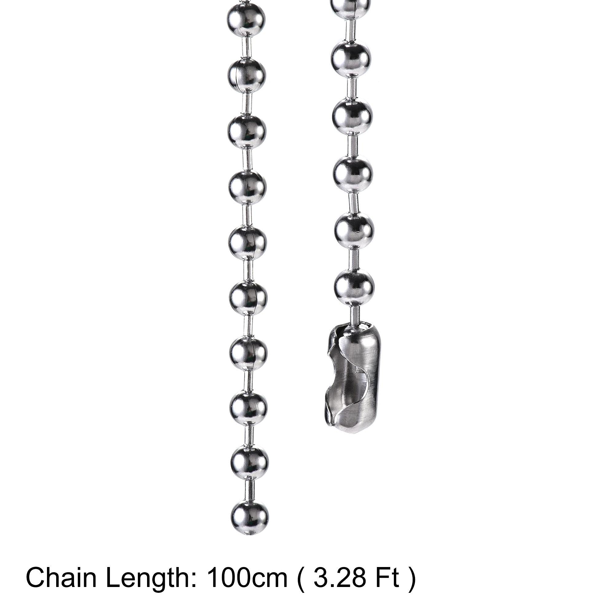 uxcell Pull Chain Extension 3.28 Ft Stainless Steel 6mm Beaded for Light Fan