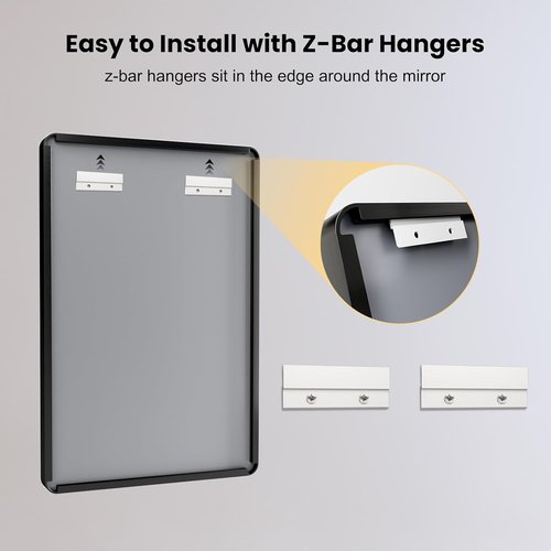 LOAAO Black Metal Framed Bathroom Mirror - 40x24 Inch Rounded Rectangle, Anti-Rust, Versatile Hanging Options