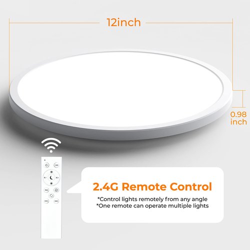 Annaror RGB LED Flush Mount Ceiling Light with Remote, 12 Inch Color Changing Light Fixture Dimmable 3000K-6500K, 24W Thin Round Ceiling Light for Bedroom Kids Room Living Room