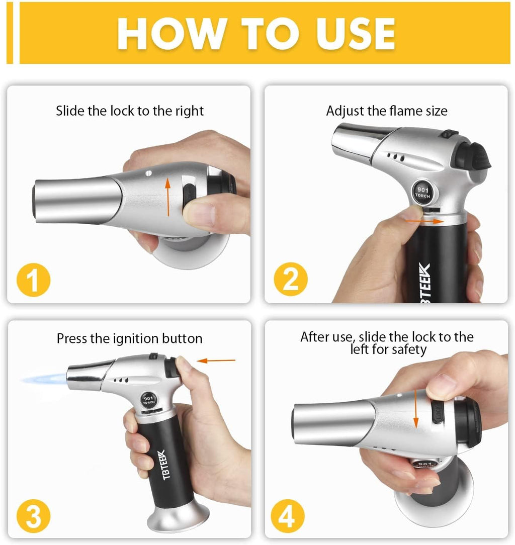 TBTEEK Cooking Torch - Versatile Kitchen Lighter with Butane Fuel for BBQ, Baking & Soldering (2 Can)