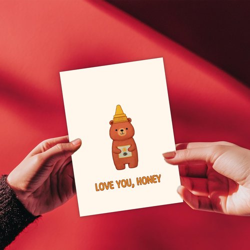 Wonkali Cute Honey Pun Valentines Day Cards Gifts, Simple Love You Valentine's Day Cards with Envelopes for Him, Her, Husband, Wife, Fiance