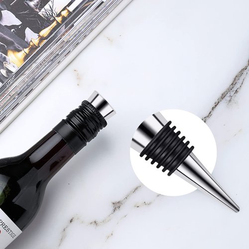 50 Pcs Stainless Steel Wine and Beverage Bottle Stoppers Ball Designed Wine Bottle Corks Tapered Storage Crafts Art DIY