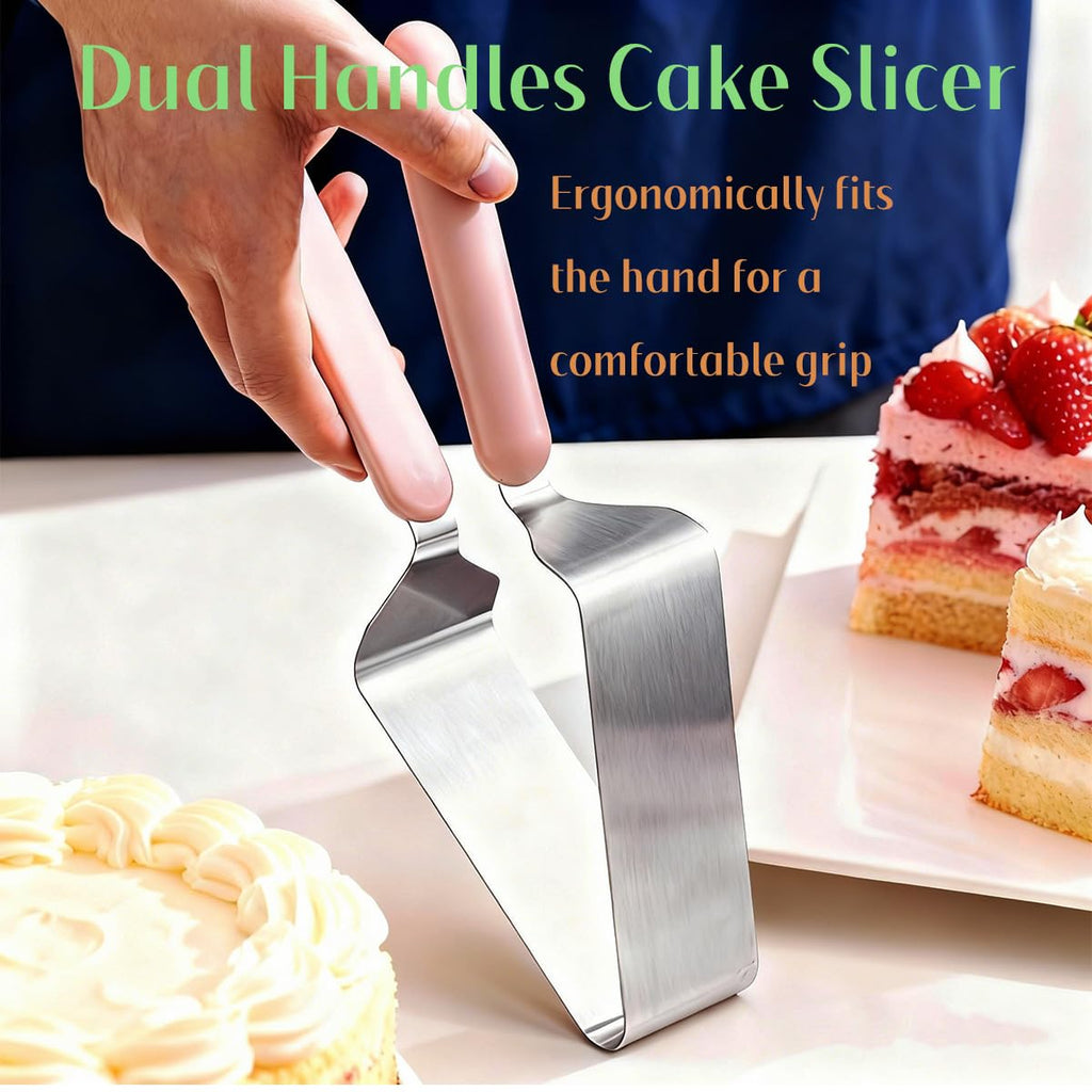 SerniaXin Stainless Steel Cake Cutter for Wedding, Birthday, Baking - Heavy-Duty Rust-Proof Blade with Double Non-Slip Ergonomic Handle, Safe Pastry & Pie Slicing Tool (1)