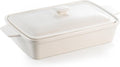 DAFUCERAMIC Casserole Dish - 3.5 Quart Porcelain Baking Dish with Lid | Deep Rectangular Bakeware for Oven & Microwave