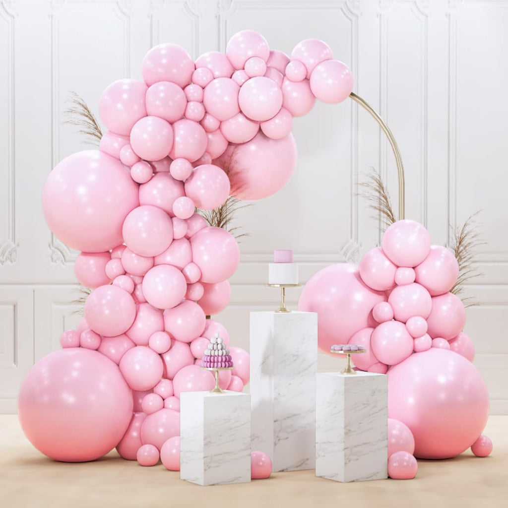 PartyWoo Baby Pink Balloons - 145-Piece Pastel Balloon Arch Kit for Baby Showers & Birthday Parties
