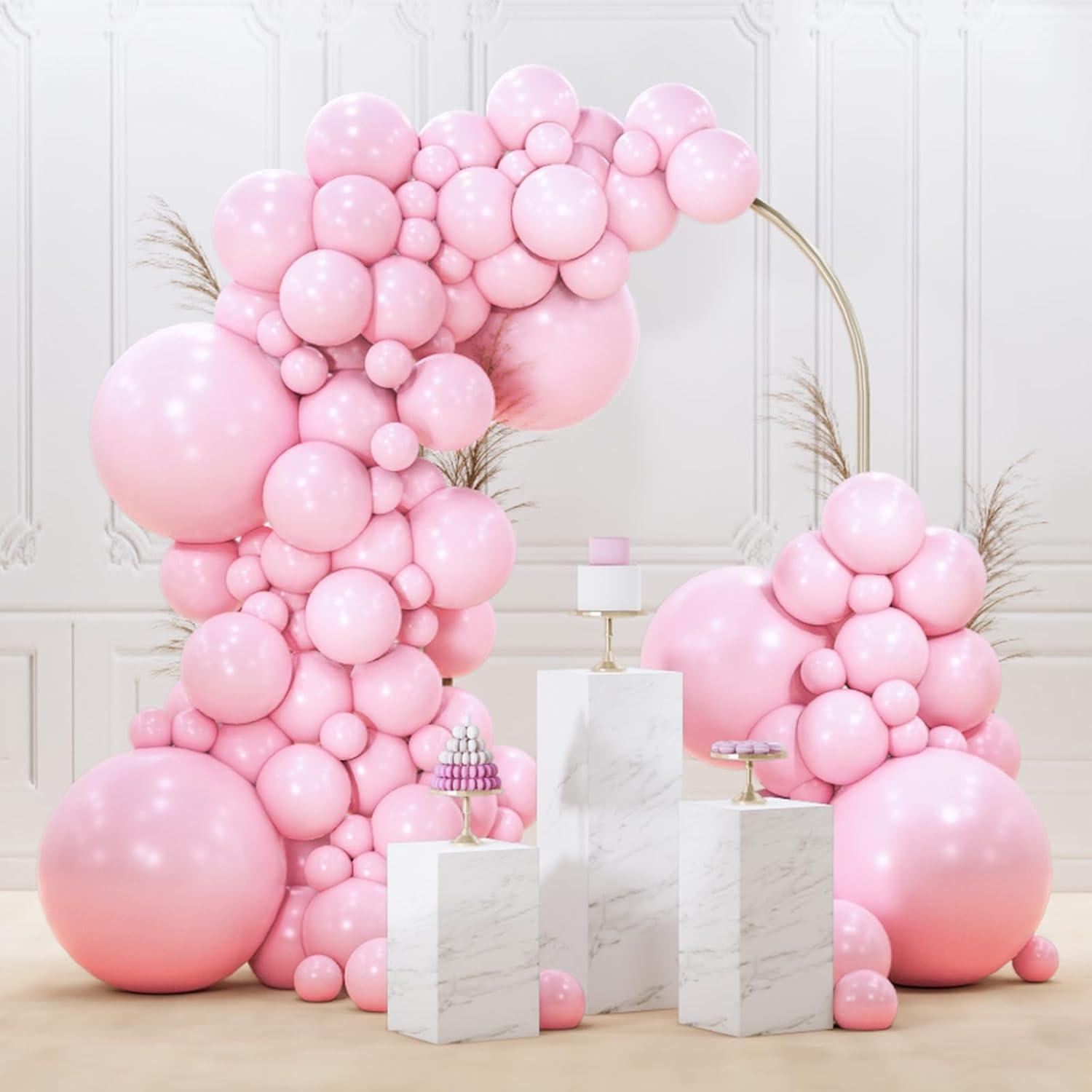 PartyWoo Baby Pink Balloons - 145-Piece Pastel Balloon Arch Kit for Baby Showers & Birthday Parties