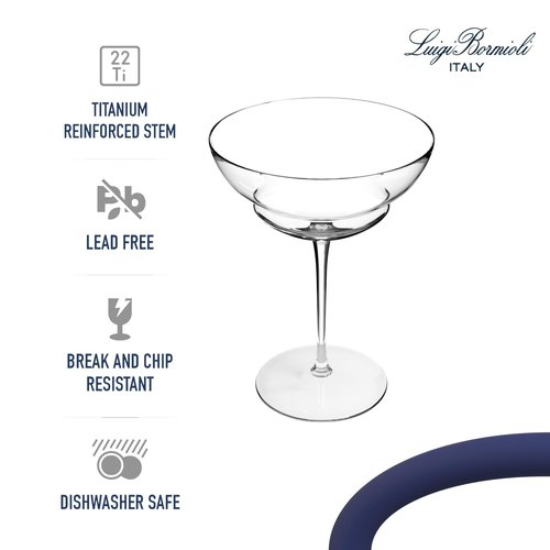 Luigi Bormioli Backdoor 20's - 8.25Oz. Hemingway Cocktail Glasses Set of 4, Unique and Modern Crystal Martini/Coupe Glass - Dishwasher Safe, Made in Italy