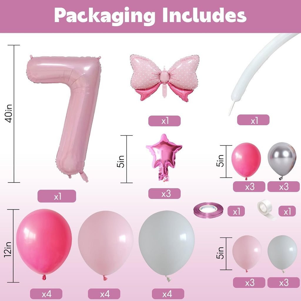 Skiennix 40-Inch Pink Number 7 Balloon - Giant Foil Balloon for 7th Birthday Party Decor
