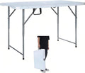 Lakhow Folding Table - 4-Foot Heavy Duty Plastic Utility Table | Portable & Adjustable Height for Indoor/Outdoor Use - White