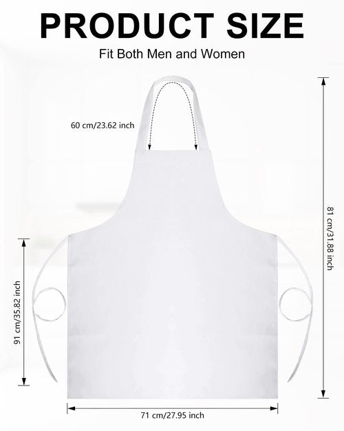 Foaincore 36 Pack Bib Aprons Bulk Plain Aprons for Man Woman Adult Unisex Apron Machine Washable Adjustable Bib Apron(White)
