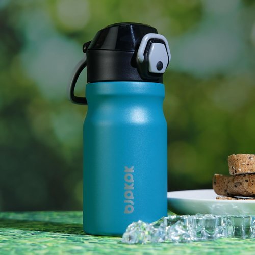 BJPKPK Stainless Steel Insulated Water Bottle - 14oz Reusable Thermal Flask with Straw Lid | Keeps Drinks Hot & Cold - Laguna