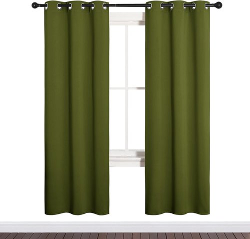 NICETOWN Blackout Curtain Panels - Thermal Insulated Draperies for Bedroom | Olive Green, 34x72 Inches (One Pair)