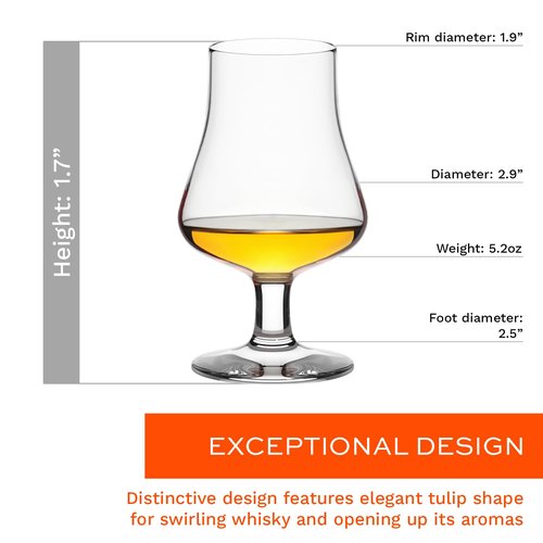 Stölzle Lausitz Set of 6 Whiskey Tasting Glasses (6.5 Fl oz). Crystal Whiskey Glasses For Men & Women. Dishwasher Safe, Durable Bourbon Gifts For Men - Genuine Stölzle Whiskey Glass Set