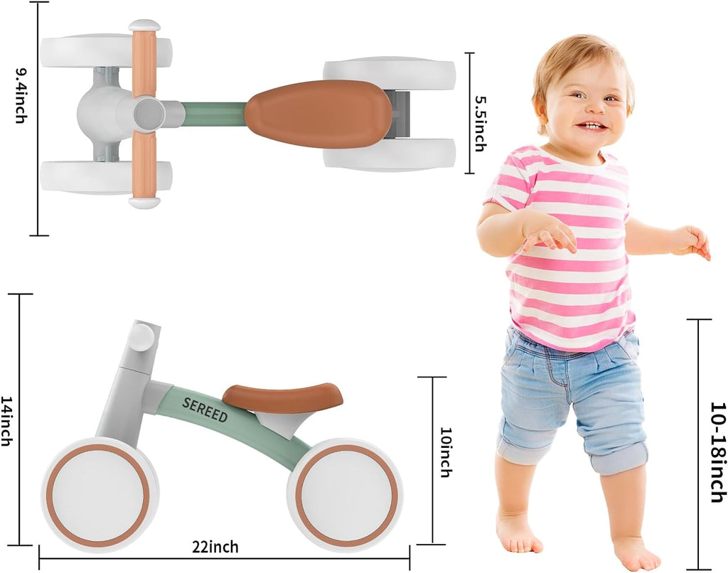 SEREED Baby Balance Bike - 4-Wheel Toddler Bike for 1 Year Olds | Perfect First Birthday Gift