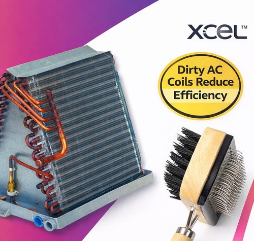 HVAC Coil Cleaning Brush & Fin Comb Tool, Dual-Sided Evaporator and Condenser Coil Cleaner for AC Units, Mini Split, Window AC and Outdoor Condenser, Stainless Steel Pins with Soft Bristles