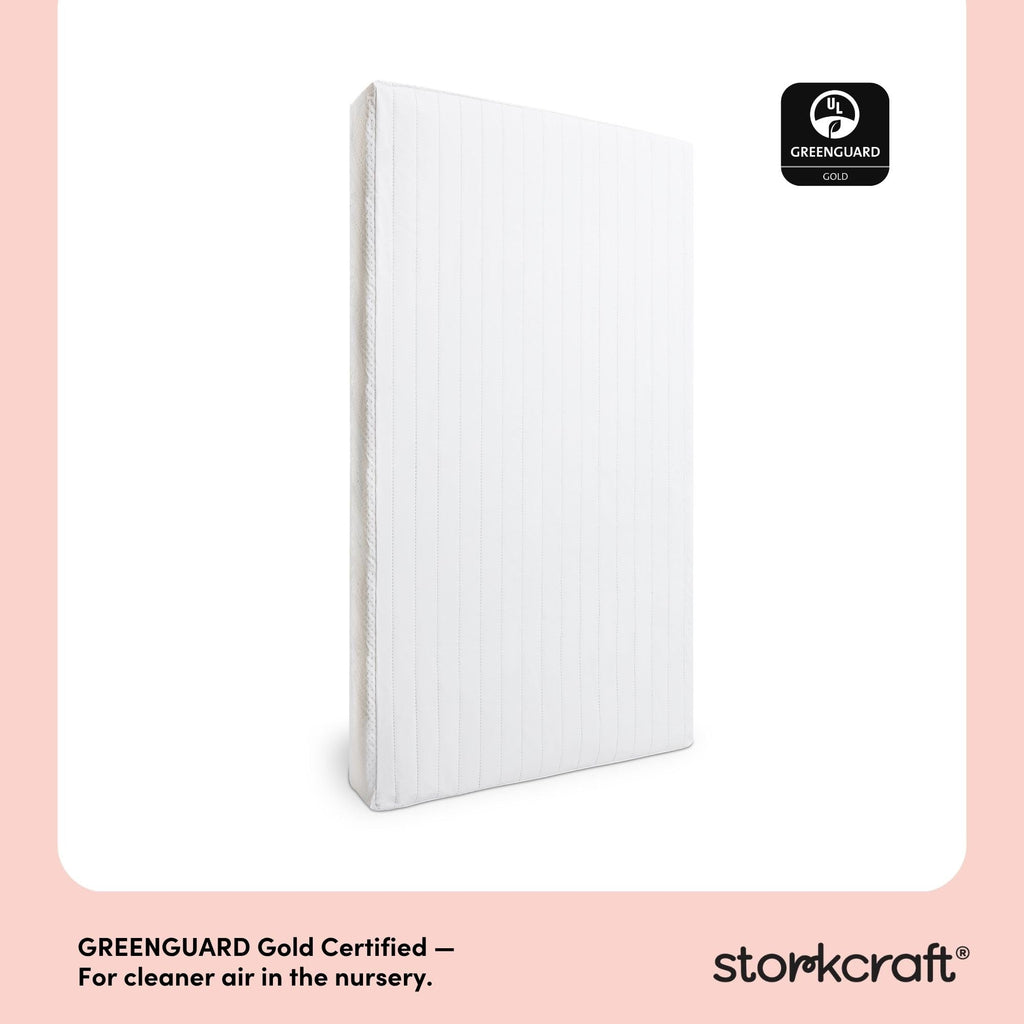 Storkcraft 6-Inch Water-Resistant Grow-with-Me Crib & Toddler Mattress — GREENGUARD Gold Certified, Dual-Sided Mattress for Baby Cribs & Toddler Beds, Durable Water-Resistant Cover, Made in The USA