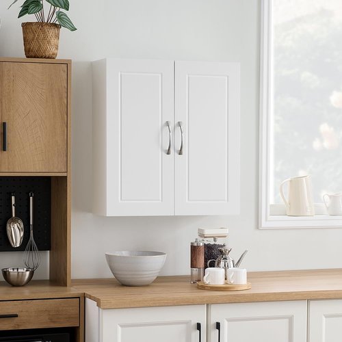 SoBuy Bathroom Cabinet Wall Mount with Doors and Adjustable Shelves, Medicine Cabinet Organizer for Small Bathroom Storage, Over The Toilet or Laundry Room Cabinets Wall Mounted, White FRG231-T-W