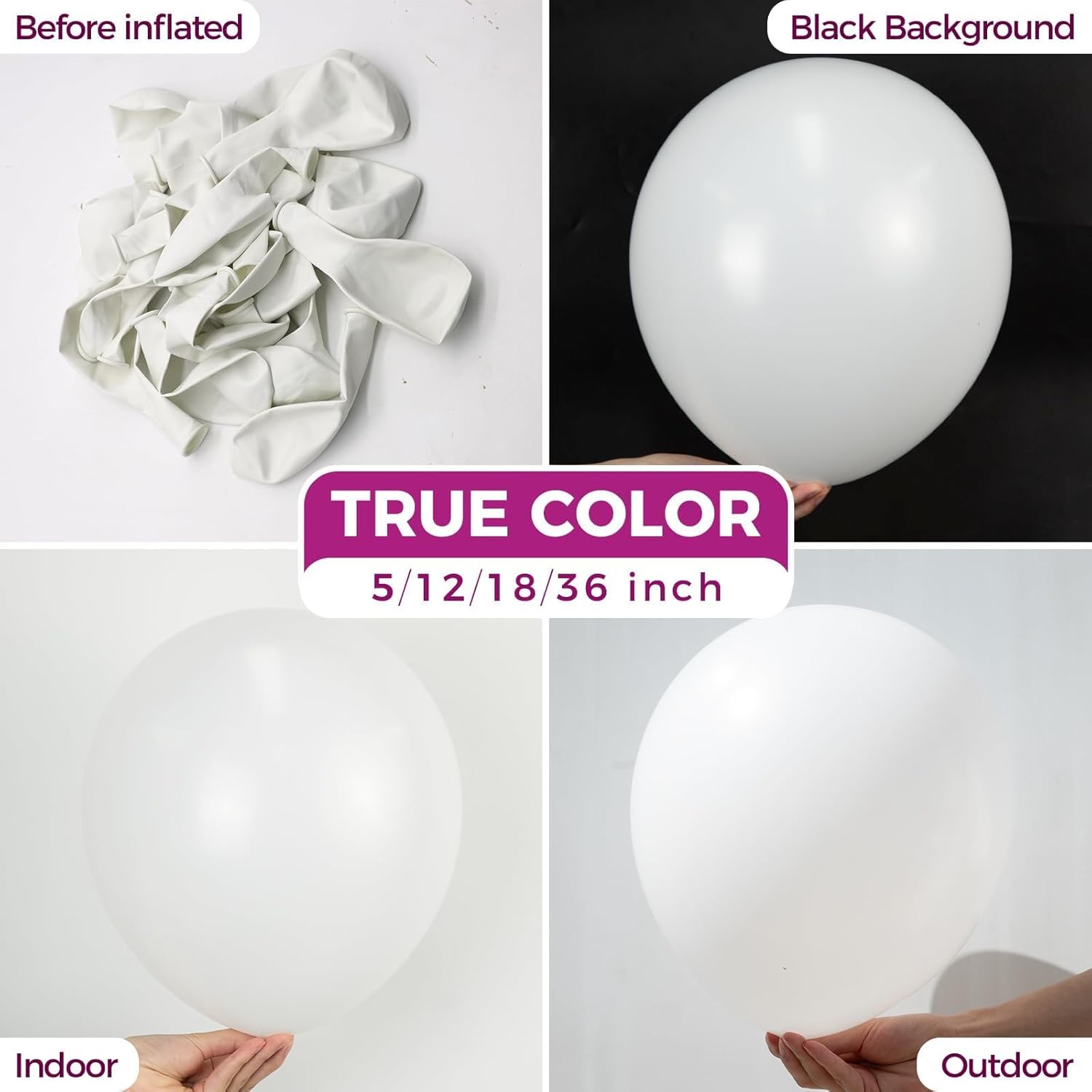 Bezente White Latex Balloons - 100 Pack of 12-Inch Round Helium Balloons for Weddings & Parties