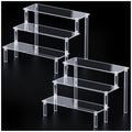 2 Packs Acrylic Display Stand Riser,3 Tier Perfume Organizer Cupcake Stand Acrylic Pop Shelves Holder,Clear Desk Display Shelf for Figure,Trinket,Collectibles,Dessert Tray Stands for Party Decor-7.9in