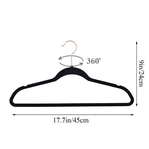VECELO Premium Velvet Clothes Hangers Suit Heavy Duty (50 Pack)-Non Slip & Space-Saving with 6 Finger Clips & Tie Rack Excellent for Men and Women,Black