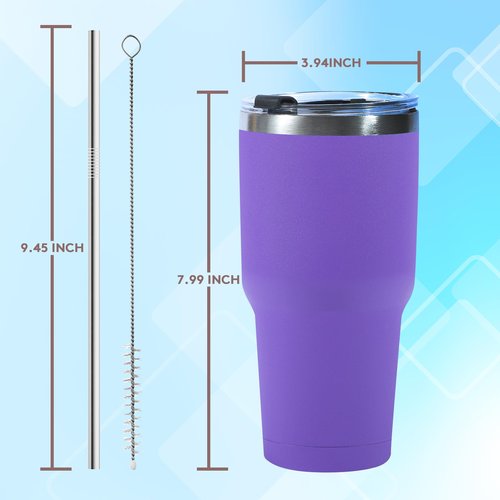 Dongni 30 oz Tumbler with Lid and Straw, Stainless Steel Tumblers Bulk, Insulated Vacuum Double Wall Travel Coffee Mug, Durable Powder Coated Tumbler Cups（Mix 12 pack）