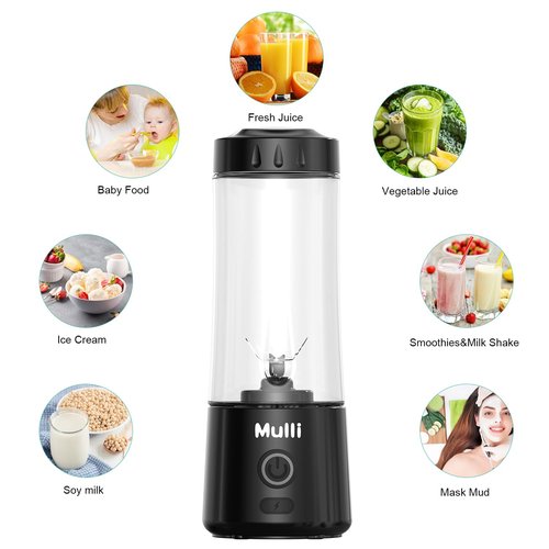 Mulli Portable Blender,USB Rechargeable Personal Mixer for Smoothie and Shakes, Mini Blender with Six Blades for Baby Food,Travel,Gym(Update)