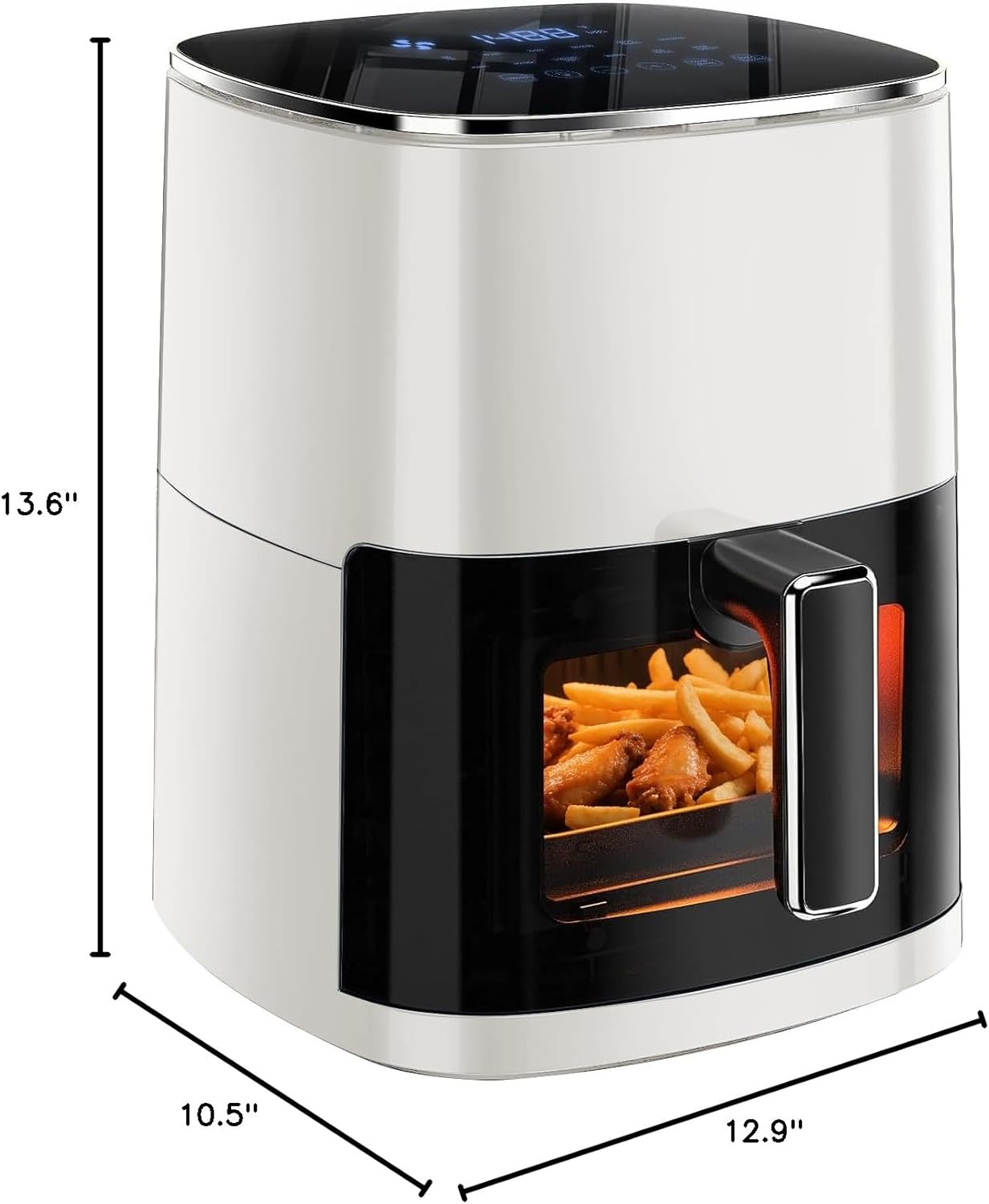 Simple Deluxe 12-in-1 Air Fryer - 6.34 Qt Digital Preset with Visible Window & Nonstick Basket | 1700W Beige