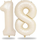 Beige 18 Birthday Balloons - 40 Inch Large Cream Foil Number 1 & 8 for 18th Anniversary Celebrations