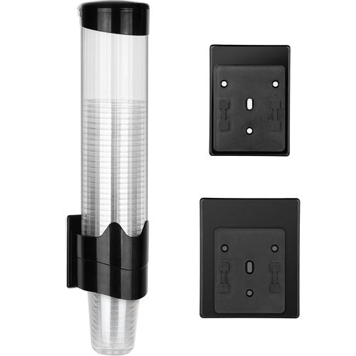 Samhe Upgraded Cup Dispenser, Wall Mount Pull Type Water Cooler Cup Holder for 9oz - 12oz Disposable Paper Plastic Cups for Home Office, with Magnetic Mounting Plate (Black)