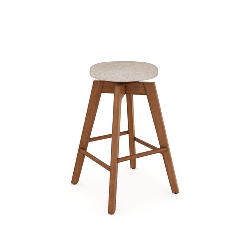 Nathan James Amalia Backless Kitchen Counter Height Bar Stool, Solid Wood with 360 Swivel Seat Antique Coffee/Natural Wheat