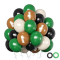 Football Balloons, 12 Inch Dark Green Black Sand with Brown Printed Sports Latex Balloon for Football Sport Themed Birthday Party Decor Baby Shower Decorations Supplies