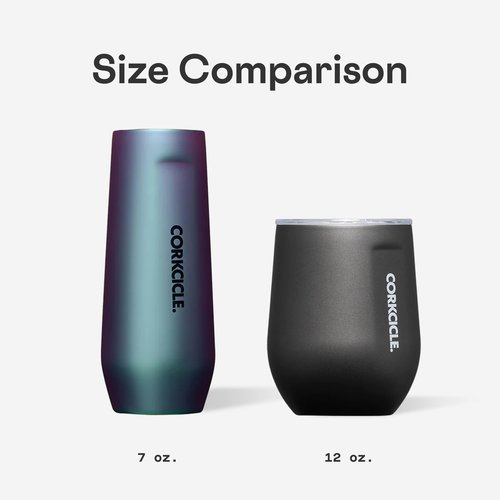 Corkcicle Stemless Wine Tumbler - Keeps Drinks Cold for 6 Hours - Triple-Insulated Stainless Steel - Non-Slip Base - Summer Drinkware Gift - Keeps Drinks Ice Cold - 12 oz - Powder Puff