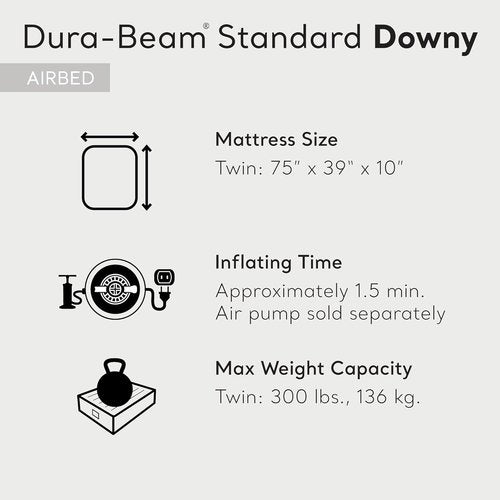 Intex Dura-Beam Twin Air Mattress - Plush Top & 2-in-1 Valve | 75 x 39 x 10 Inches