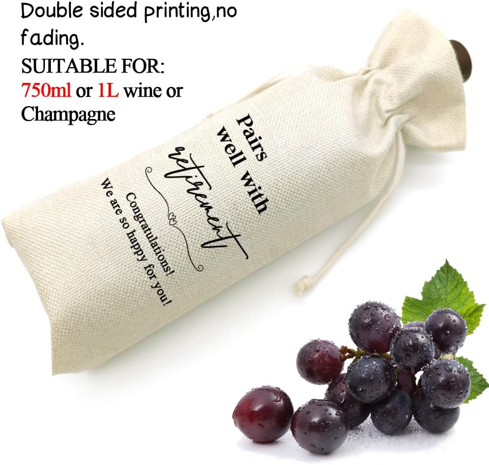 Socive Retirement Wine Bag, Retirement Gifts Wine Bags, Gift for Him or Her, Retired Gifts Leaving Gifts for Colleagues Friends Coworkers Boss Nurse Teacher