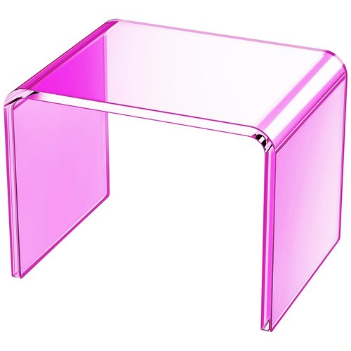 Dewrhiixe Acrylic Step Stool Small Stool,Clear Acrylic Foot Stool for Bathroom Bedroom Kitchen with Non-Slip,Holds Up to 250lbs Pink (with Non-Slip, 12.6'' x 9'' × 9.8'')