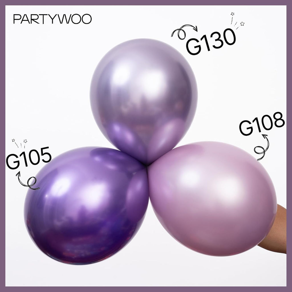 PartyWoo Metallic Purple Balloons - 50pcs 12 Inch Chrome Balloons for Graduation & Bridal Showers