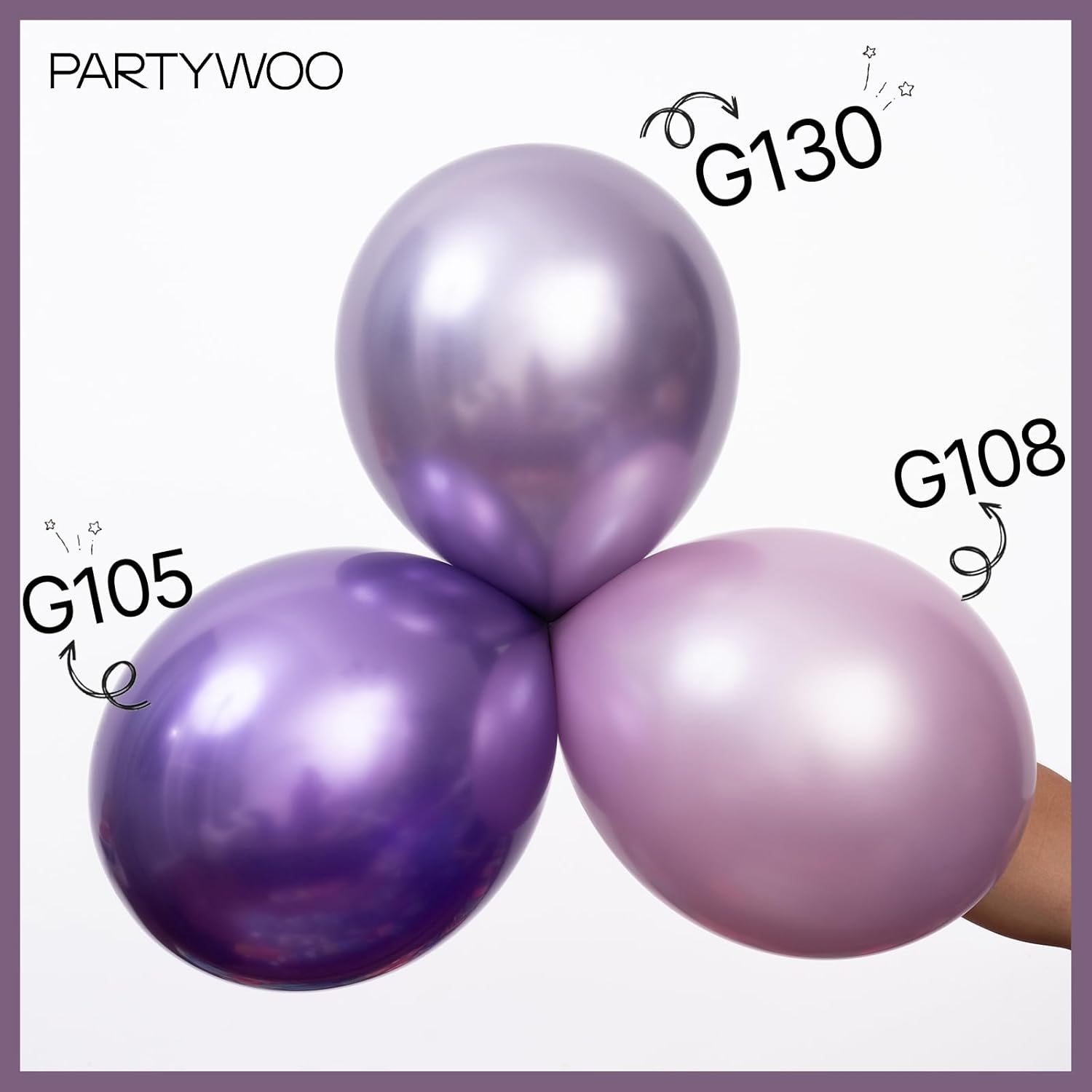 PartyWoo Metallic Purple Balloons - 50pcs 12 Inch Chrome Balloons for Graduation & Bridal Showers