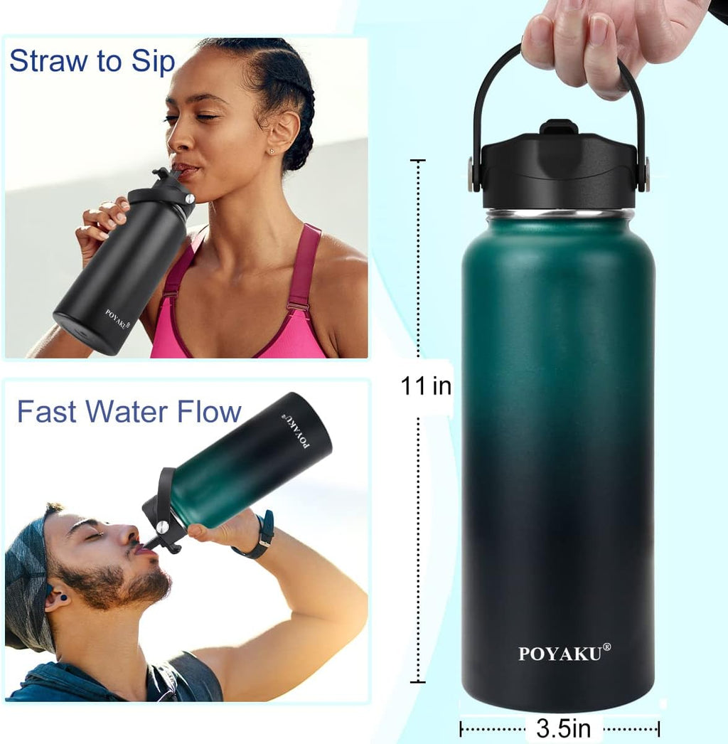 Skiennix Insulated Water Bottle - Leak Proof, Vacuum-Sealed Design | 32oz, 40oz, 64oz, 128oz Options