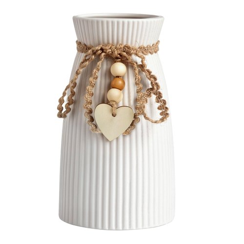 DomeStar White Ceramic Vase, Small Flower Vase for Pampas Grass, Home, Living Room, Dining Table, Farmhouse, Office Decor, Bedroom, Table, Kitchen Shelf, Minimalist Modern Home Decoration