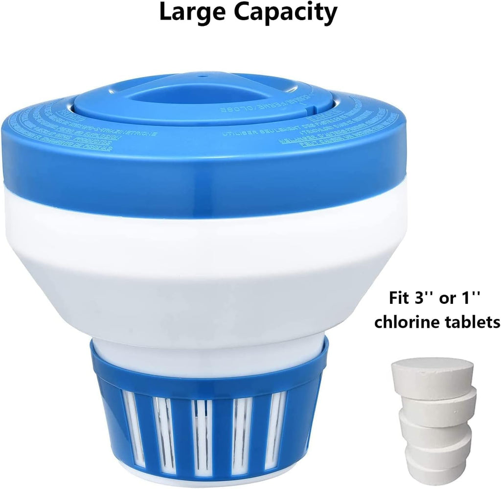 Skiennix Floating Chlorine Dispenser - Large Capacity Chlorinator for Pools & Spas | Fits 3-Inch Tablets