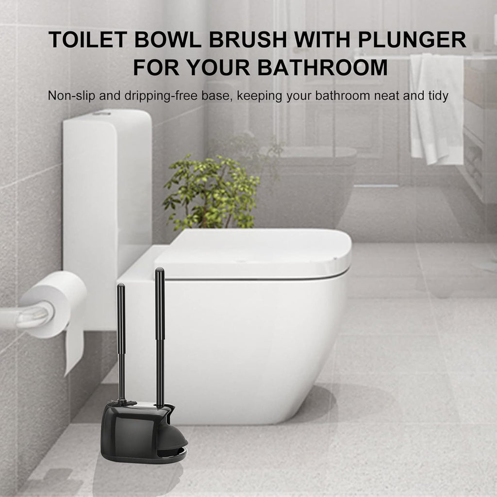 SetSail Toilet Brush and Plunger Set | Heavy-Duty Bathroom Cleaning Tools - Black