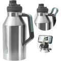 TOURIT 64oz Insulated Water Bottle Stainless Steel, Half Gallon Large Water Jug with 2-in-1 Handle, Double Wall Vacuum Metal Keep Cold & Hot, Wide Mouth Sport Water Flask For Gym, Travel, Silver